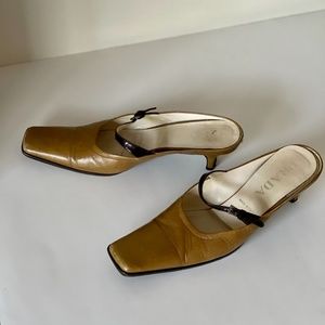 vintage prada square toe leather mules 36 EU